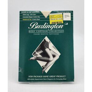 Vtg‎ Burlington Figure Shaping Control Top Reinforced Toe Pantyhose Off White M